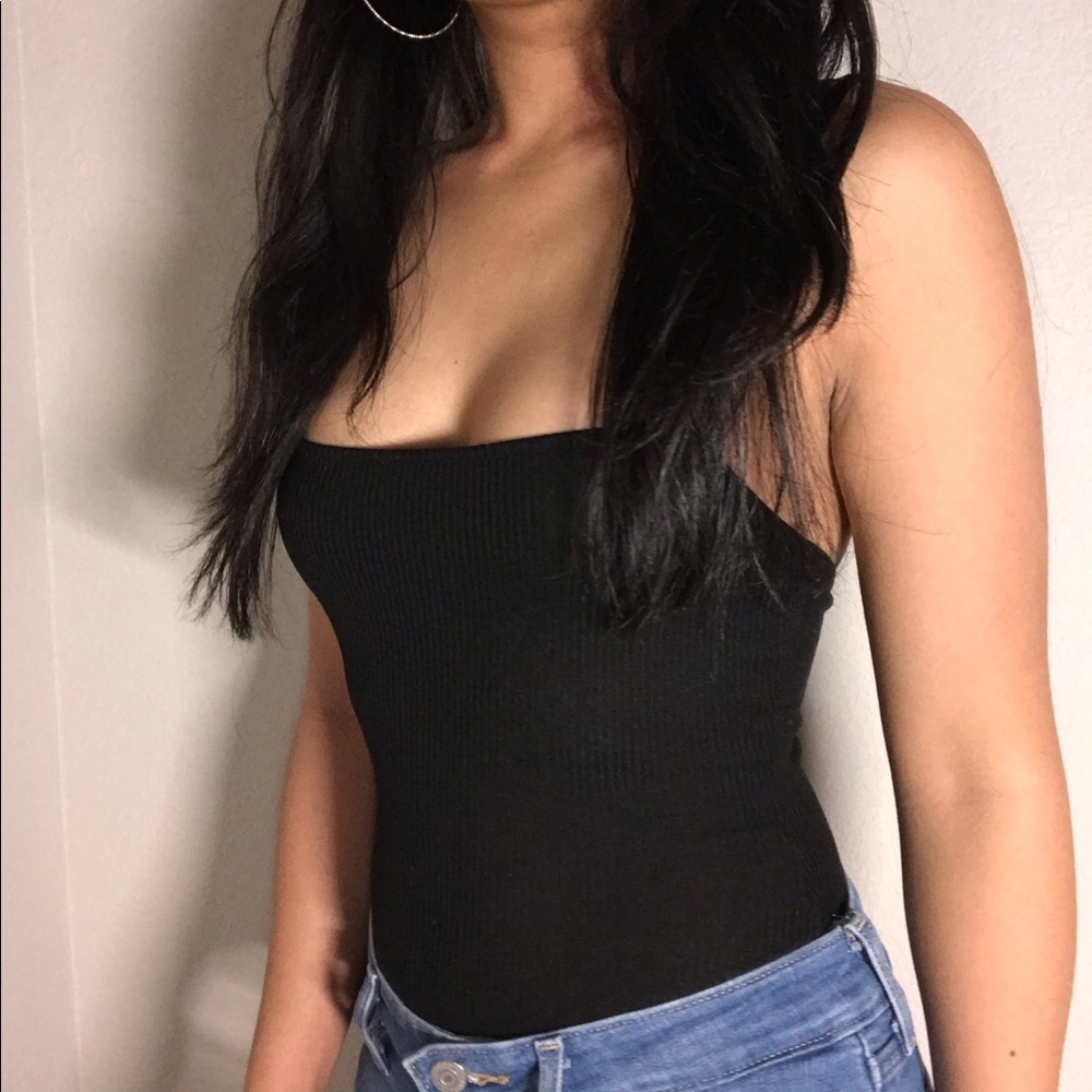 NastyGal Black Tank Top Bodysuit